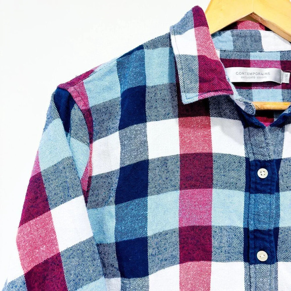 SIMONS‎ Blue and  red plaid flannel shirt - Picture 2 of 8